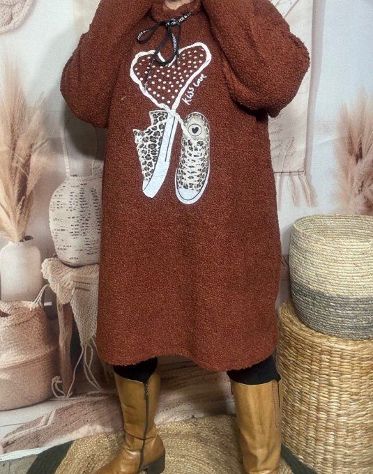 Robe à capuche moumoute rouille Baskets Léopard coeur douceur +++ du 38 au 48/50 