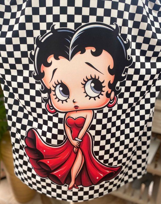 Top trapèze damier noir & blanc Betty Boop Pin up Rétro Chic du 42 au 50/52