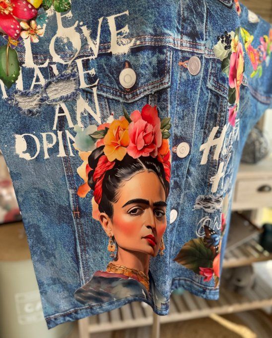 Top fluide ample effet jeans délavé Frida Kahlo confort +++ du 40 au 52  
