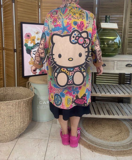 Veste longue suédine multicolore In Love with Hello Kitty du 36 au 46 et même + 