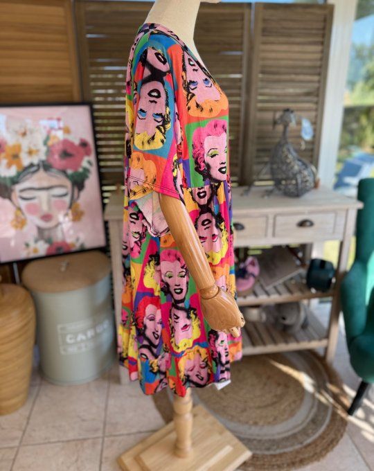 Robe trapèze courte Marylin Monroe Pop Art Andy Warhol du 40 au 52 