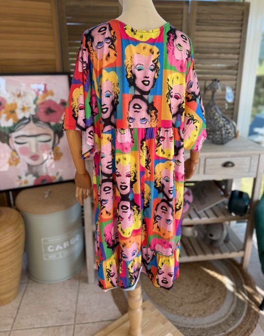 Robe trapèze courte Marylin Monroe Pop Art Andy Warhol du 40 au 52 
