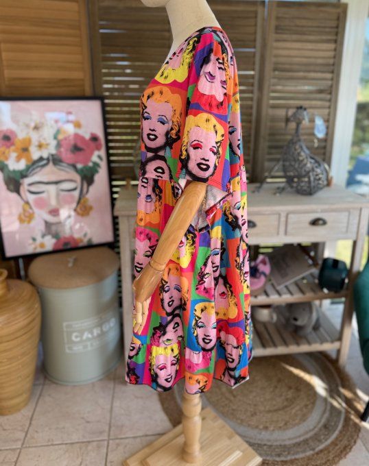 Robe trapèze courte Marylin Monroe Pop Art Andy Warhol du 40 au 52 