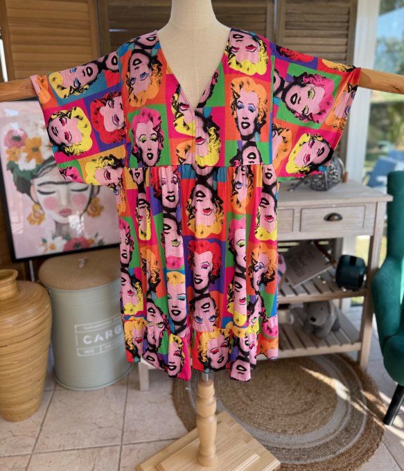 Robe trapèze courte Marylin Monroe Pop Art Andy Warhol du 40 au 52 