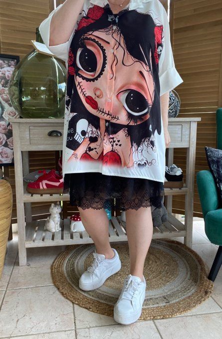 Chemise ample Catarina Mexican Skulls Dia de los Muertos du 40 au 50 