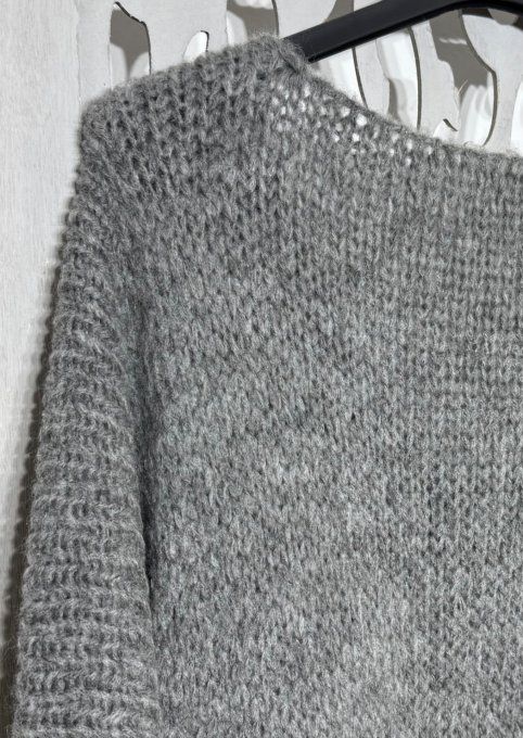 Pull ample SANS LAINE Gris Souris manches 3/4 Douceur +++ du 38 au 48/50