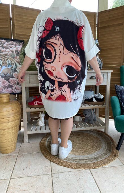Chemise ample Catarina Mexican Skulls Dia de los Muertos du 40 au 50 