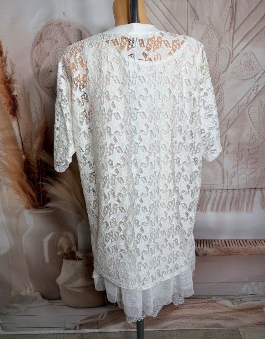 Top ample dentelle blanche L'Adorable Chien Multicolore du 34 au 46/48