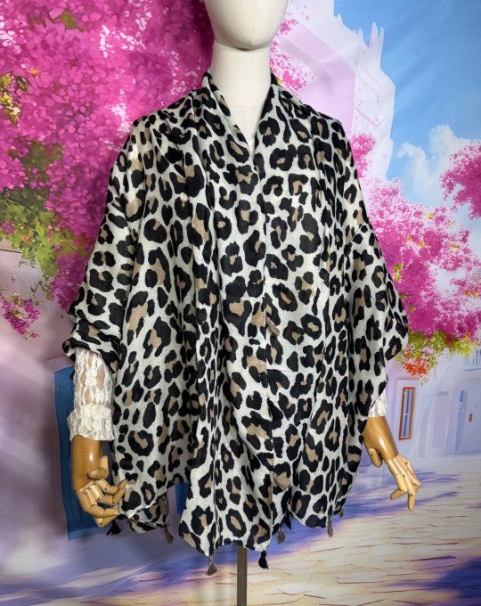 Grand Foulard Écharpe Léopard coton viscose douceur ++++ TOUTES TAILLES