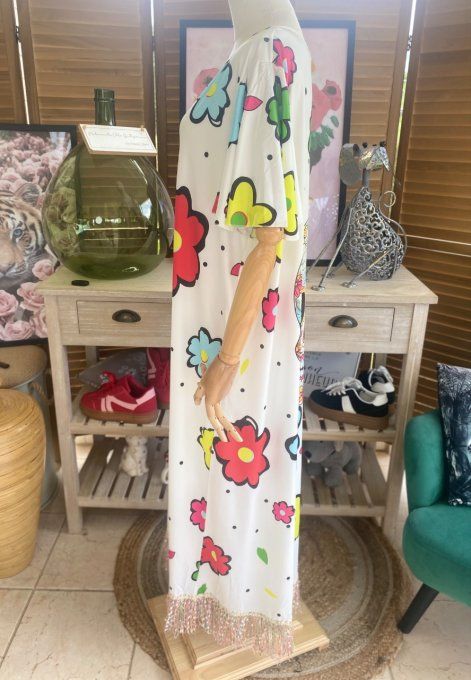 Maxi-robe sweat trapèze longue à capuche Mexican Skull Cavalera et roses du 40 au 50/52 