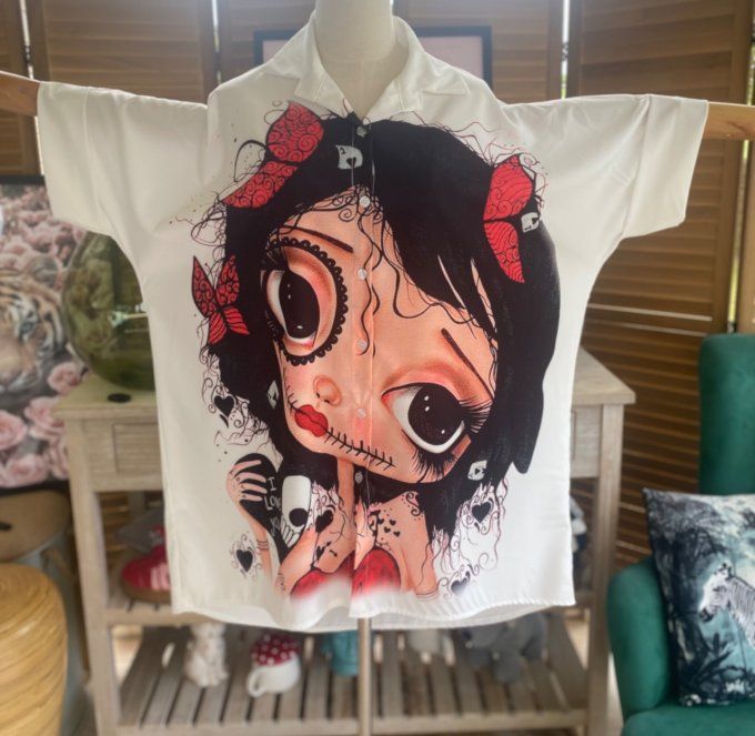 Chemise ample Catarina Mexican Skulls Dia de los Muertos du 40 au 50 