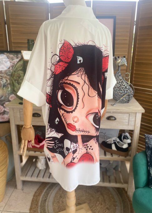 Chemise ample Catarina Mexican Skulls Dia de los Muertos du 40 au 50 