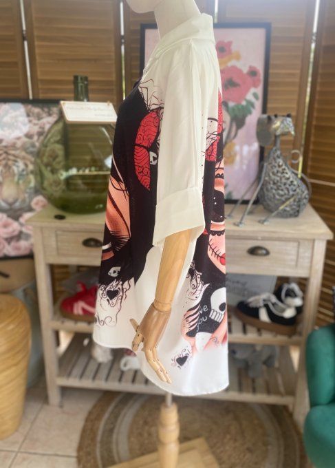 Chemise ample Catarina Mexican Skulls Dia de los Muertos du 40 au 50 