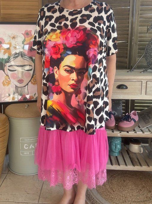 Fond de robe CARLA fuschia viscose et dentelle confort +++ du 40 au 50 (avec défaut !!!)