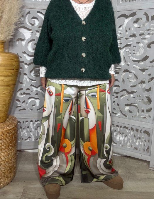 Panta-jogg cuisses larges / Pantalon "Cocoon" Picasso Paintings Kaki Mood confort +++ du 38 au 48