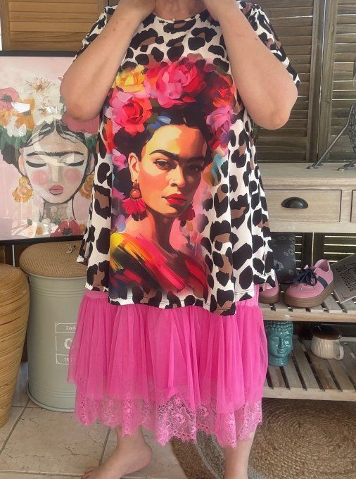 Top fluide trapèze Léopard Frida Kahlo confort +++ du 38 au 50/52