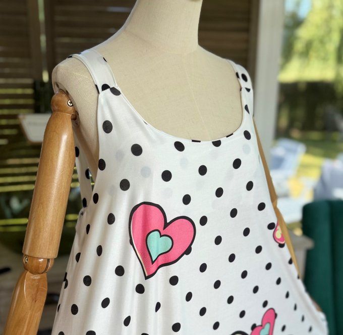 Robe trapèze longue à bretelles blanche Betty boop bubble du 40 au au 50/52