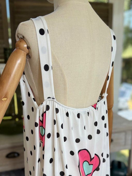 Robe trapèze longue à bretelles blanche Betty boop bubble du 40 au au 50/52