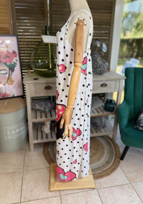 Robe trapèze longue à bretelles blanche Betty boop bubble du 40 au au 50/52