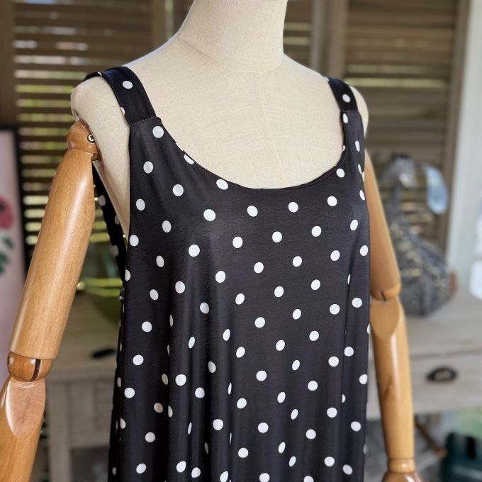 Robe trapèze longue à bretelles noire Betty boop du 40 au au 50/52