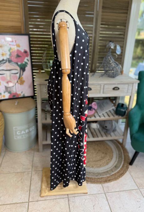 Robe trapèze longue à bretelles noire Betty boop du 40 au au 50/52