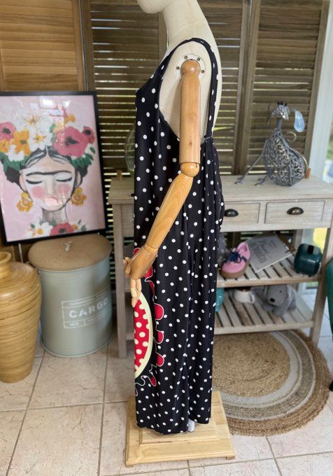 Robe trapèze longue à bretelles noire Betty boop du 40 au au 50/52
