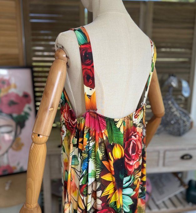 Robe trapèze longue à bretelles multicolore The Hippie Girl du 40 au au 50/52