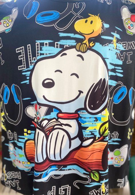 Top ample noir Snoopy & Woodstock in Love du 40 au 52