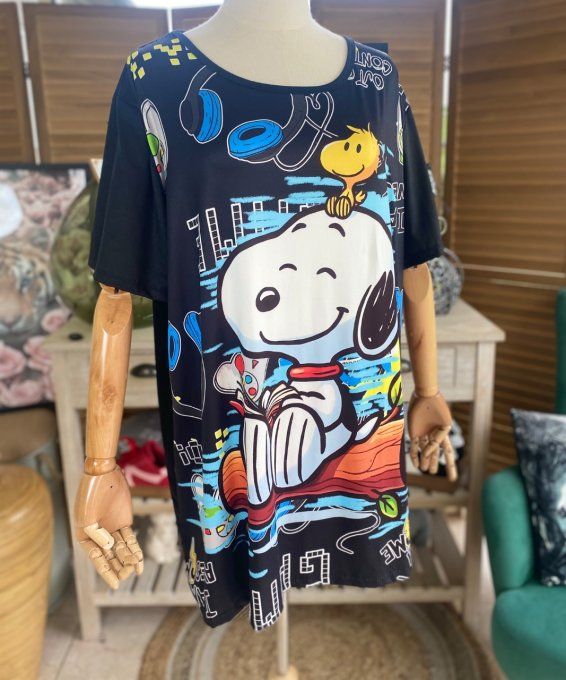 Top ample noir Snoopy & Woodstock in Love du 40 au 52
