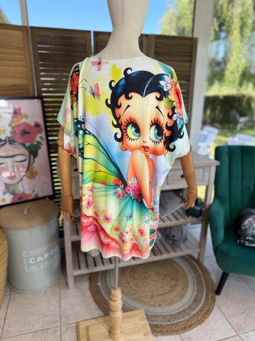 Top fin ample multicolore Betty Boop Fée Papillon du 40 au 52 