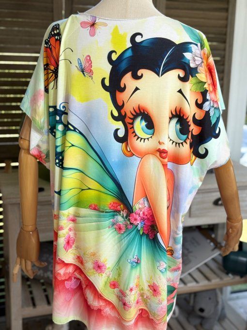 Top fin ample multicolore Betty Boop Fée Papillon du 40 au 52 
