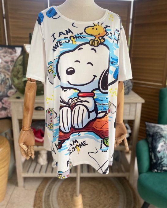 Top ample blanc Snoopy & Woodstock in Love du 40 au 52