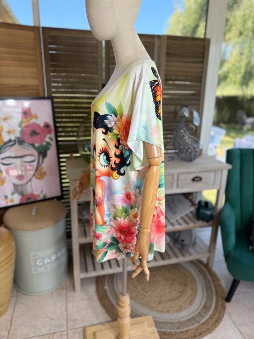Top fin ample multicolore Betty Boop Fée Papillon du 40 au 52 