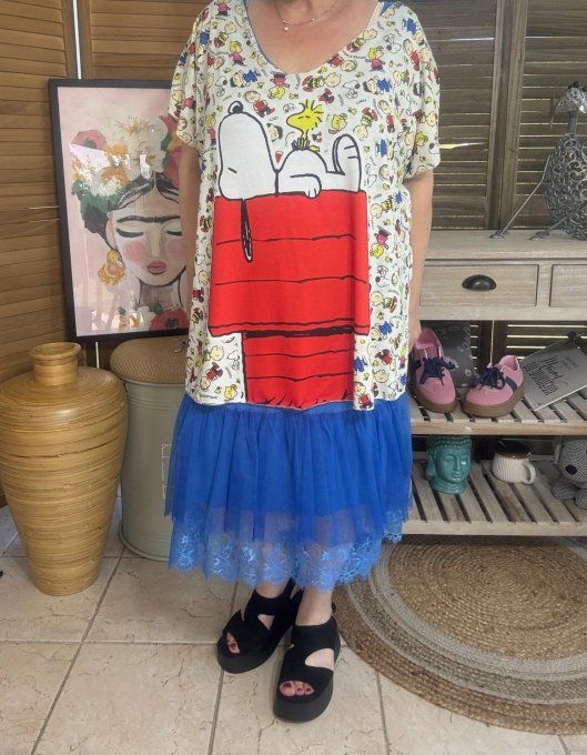Fond de robe CARLA Bleu royal viscose et dentelle confort +++ du 40 au 50 