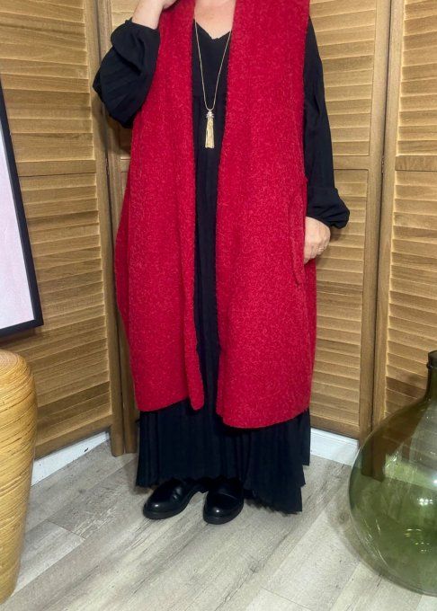 Robe longue ample plissée noire manches longues du 44 au 56
