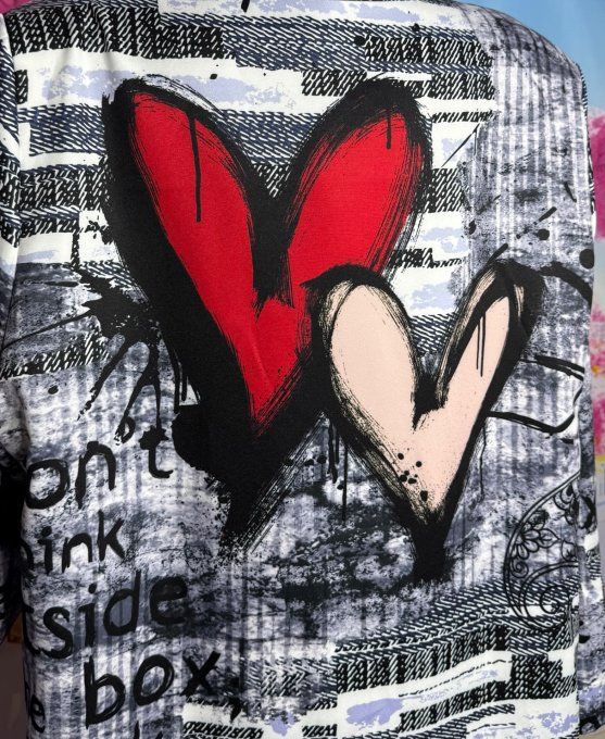 Veste blazer graffitis TOUTE DOUBLÉE  Coeurs Street Art du 40 au 48/50 et même + si portée ouverte