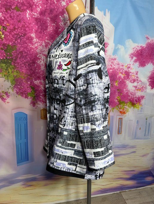 Veste blazer graffitis TOUTE DOUBLÉE  Coeurs Street Art du 40 au 48/50 et même + si portée ouverte