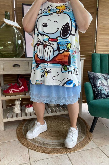 Top ample blanc Snoopy & Woodstock in Love du 40 au 52