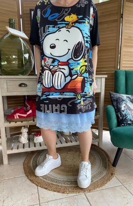Top ample noir Snoopy & Woodstock in Love du 40 au 52