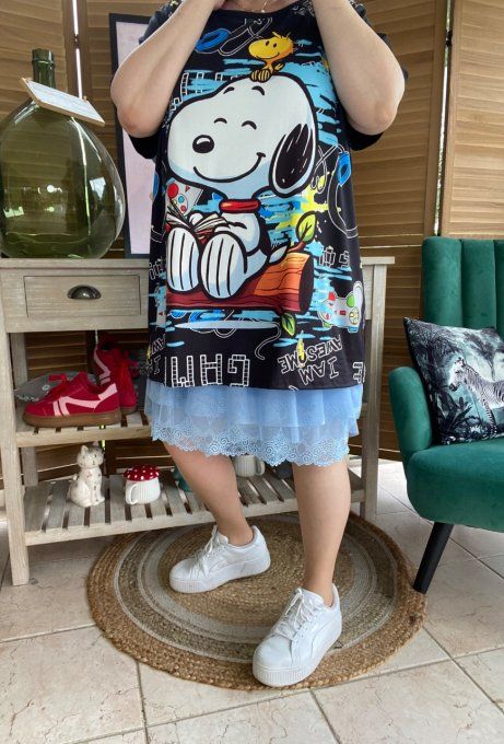 Top ample noir Snoopy & Woodstock in Love du 40 au 52
