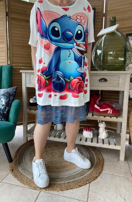 Top ample blanc Stitch in Love du 40 au 52