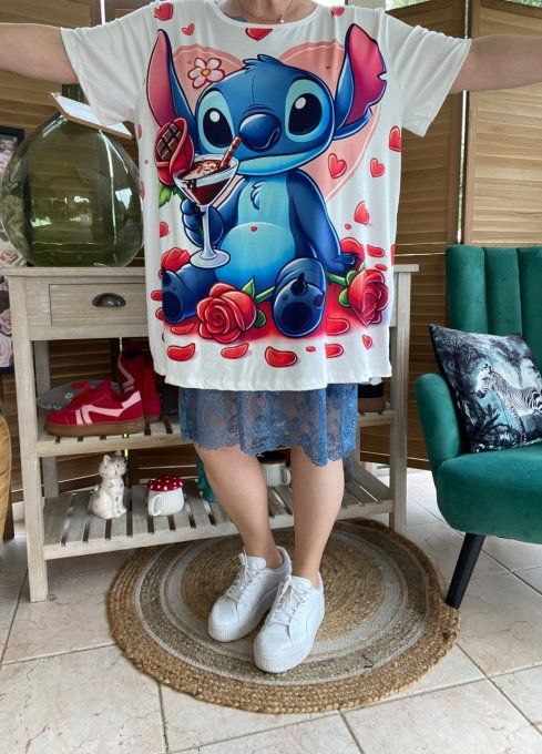 Top ample blanc Stitch in Love du 40 au 52