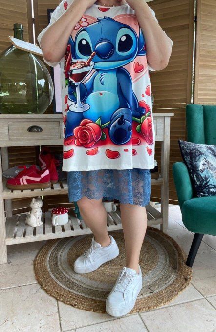 Fond de robe façon nuisette fines bretelles bleu jeans dentelle douceur +++ du 40 au 52 
