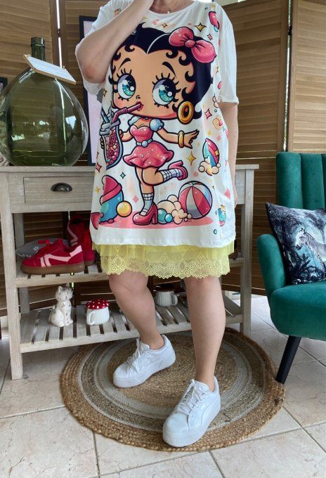 Top ample blanc Betty Boop Bubble du 40 au 52 
