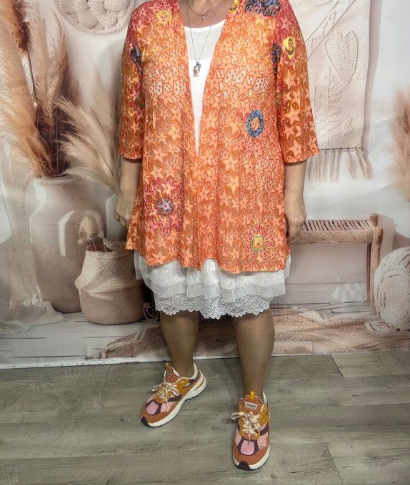 Veste en dentelle orangée Bollywood Spirit Woman  du 34 au 46/48 et même +  