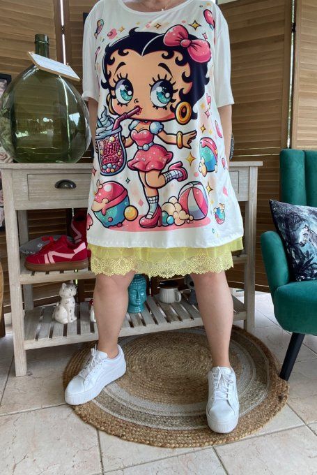 Top ample blanc Betty Boop Bubble du 40 au 52 