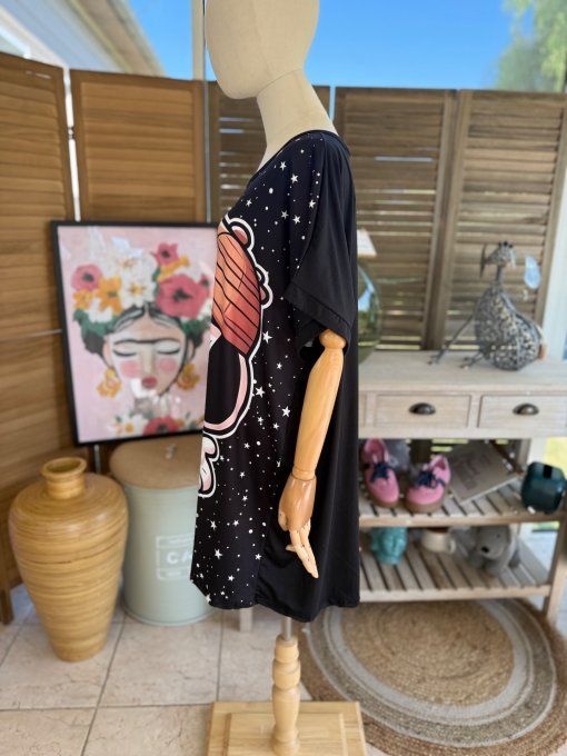 Tunique longue ou robe courte noire étoiles Snoopy Adventure du 40 au 50/52 
