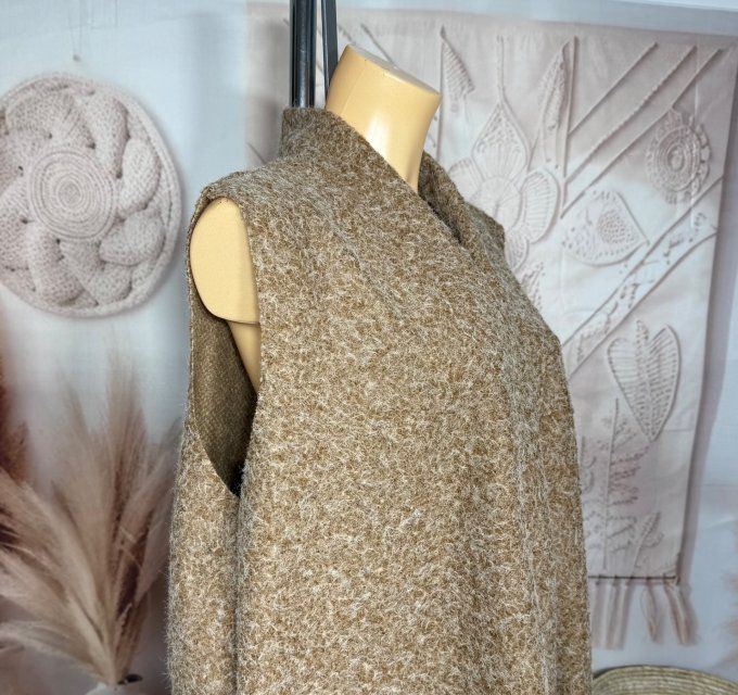 gilet sans manches ample bouclette camel du 40 au 52  
