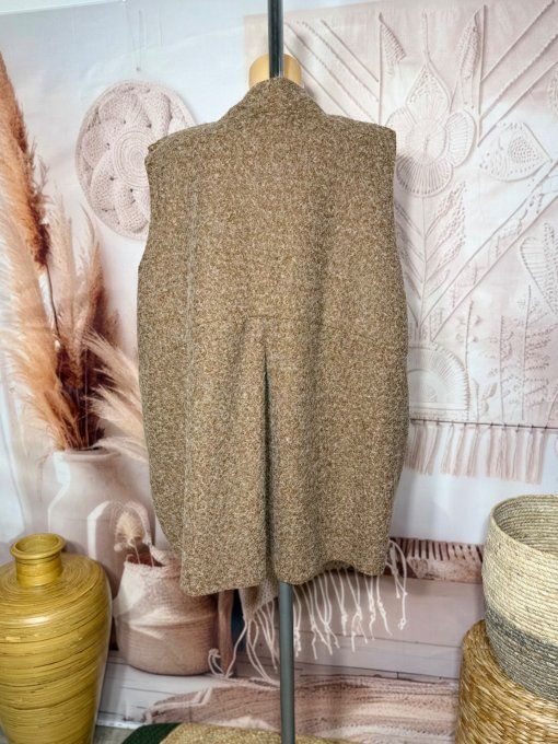 gilet sans manches ample bouclette camel du 40 au 52  