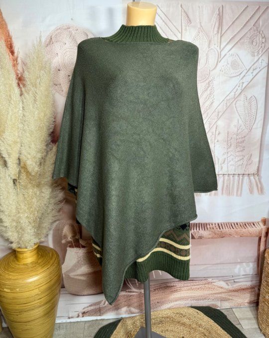 Poncho long ou Chauffe-épaules SANS LAINE Kaki douceur ++++ du 34 au 48/50